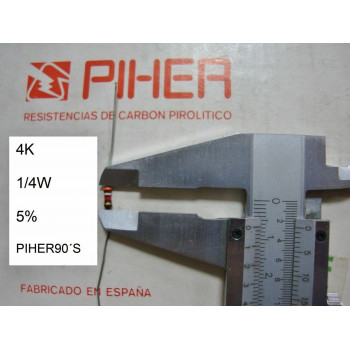 VINTAGE PIHER RESISTOR. 1/4W 4K 5% *4 PC* NEW ORIGINAL 1990´S