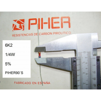 VINTAGE PIHER RESISTOR. 1/4W 6K2 6,2K 5% *4 PC* NEW ORIGINAL 1990´S