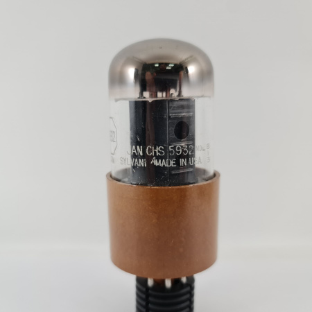 1 X JAN CHS 5932 SYLVANIA TUBE. 1950s PROD. BLACK PLATES. DUAL GETTER. 24.CH169