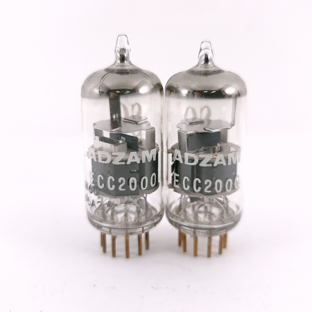 2 X ECC2000 ADZAM TUBE. 1960s PHILIPS PROD. GOLD PIN. SQ. 27. CH169