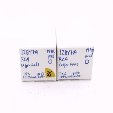 2 X 12BY7A RCA TUBE. 1970s PROD. COPPER RODS. MATCHED PAIR. USED. 35 .CH169