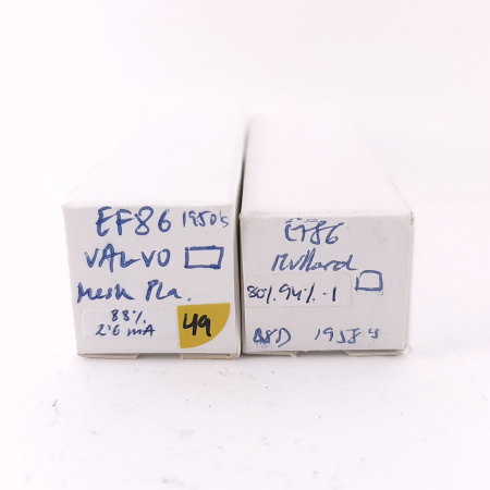 2 X EF86 VALVO / MULLARD TUBE. 1950s PROD. MATCHED PAIR. 49. CH169