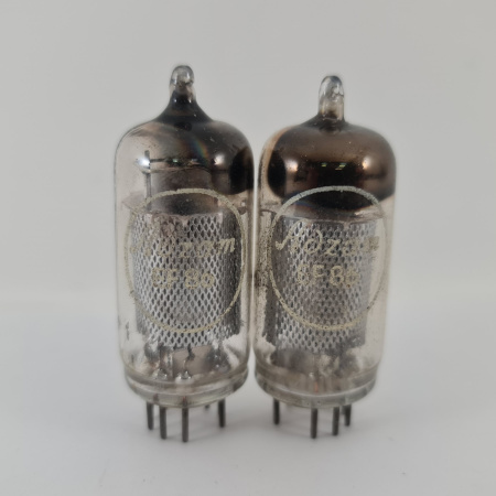 2 X EF86 ADZAM TUBE. 1950s MULLARD PROD. SQUARE GETTER. USED. 53. CH169