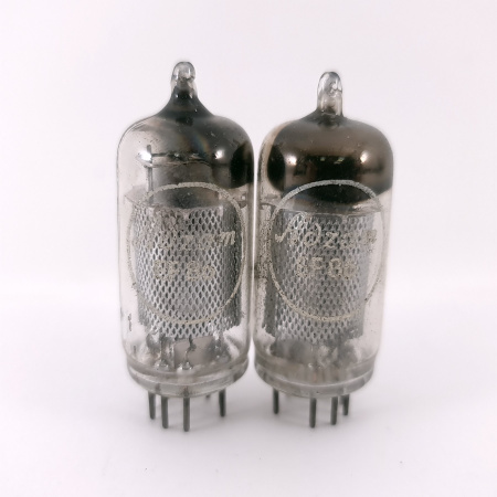 2 X EF86 ADZAM TUBE. 1950s MULLARD PROD. SQUARE GETTER. USED. 53. CH169