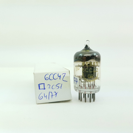 1 X 6CC42 / 2C51 TESLA TUBE. SQUARE GETTER 1950s TUBE. USED. RCB407V3