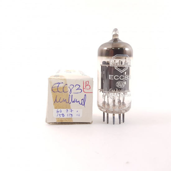 1 X ECC83 MULLARD TUBE. 1960s PROD. B-CODES. 66/150%. CB407