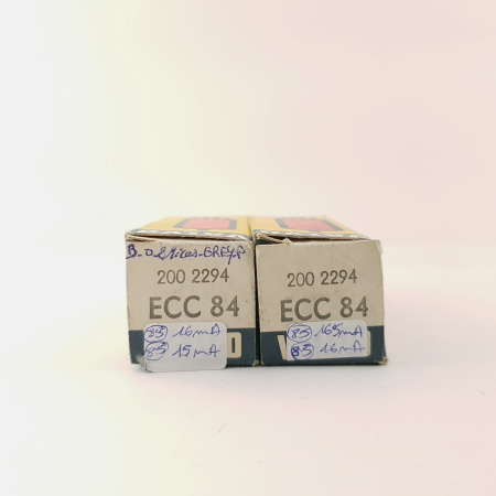 2 X ECC84 VALVO TUBE. 1960s MULLARD PROD. B-CODES. MATCHED PAIR. 6. CH102