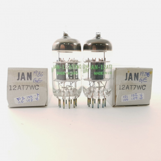 2 X JAN 12AT7WC GENERAL ELECTRIC...