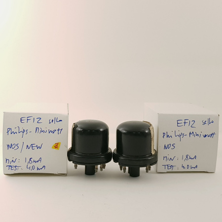 2 X EF12 PHILIPS MINIWATT TUBE. MATCHED PAIR NOS. RCB370