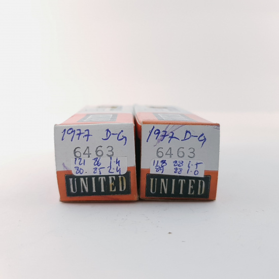 2 X 6463 UNITED ELECTRON TUBE. 1977 PROD. D-GETTER. MATCHED PAIR. 28. CB398