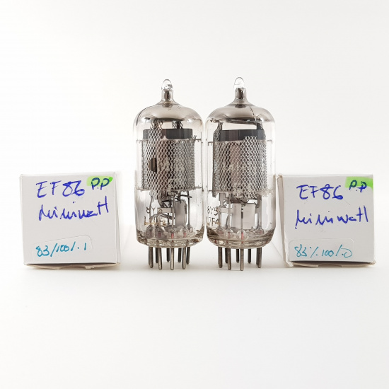2 X EF86 MINIWATT TUBE. PHILIPS PRODUCTION. MATCHED PAIR. USED. RCB63
