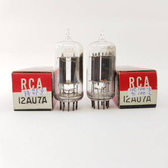 2 X 12AU7A TUBE. RCA BRAND. 17MM PLATES. CLEAR TOP. MATCHED PAIR. CF  ENA