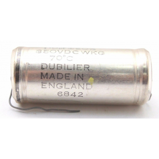 1 x ELECTROLYTIC CAPACITOR DUBILIER 1uF 350V 20% NOS 1PC. CA308U1F060224