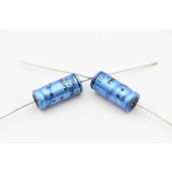 2 X PHILIPS ELECTROLYTIC CAPACITOR 22uF 100V W2 (New Old Stock) 2PC. CA3U240+F200324