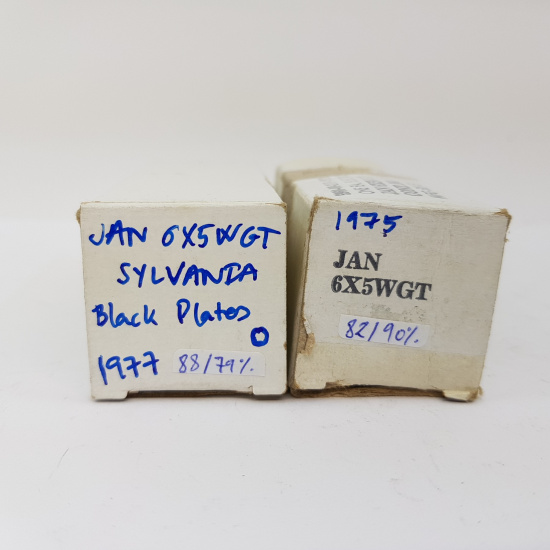 2 X JAN 6X5WGT SYLVANIA TUBE. BLACK...