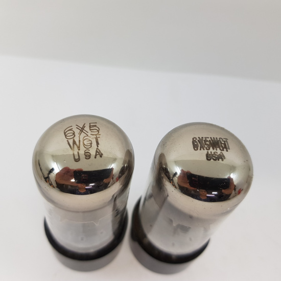 2 X JAN 6X5WGT SYLVANIA TUBE. BLACK...