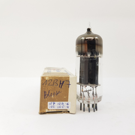 1 X 12BH7A TUBE. SQUARE GETTER BLACK PLATES TUBE. NOS. CB91