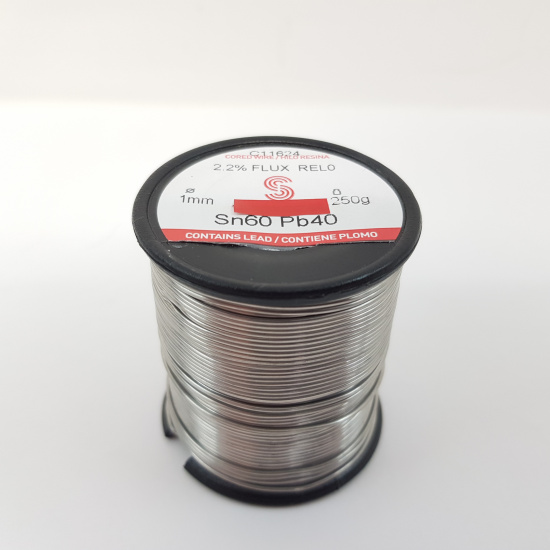 1 X SOLDER WIRE 1mm. 60/40 LEAD. ROSIN CORE FLUX 2.2% MADE IN SPAIN. ESTAÑO 250gr. RCB308U13