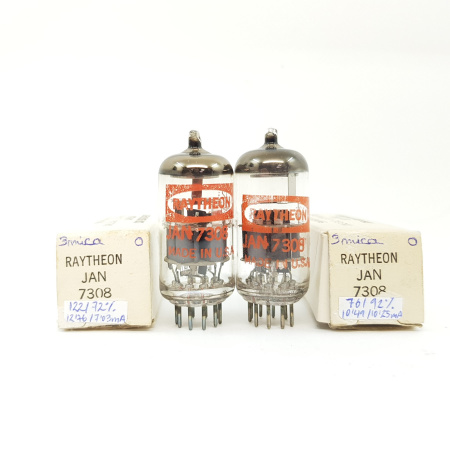 2 X JAN 7308 RAYTHEON TUBE. 76/92%-122/72%. PAR. NOS/NIB. 32P. CH70