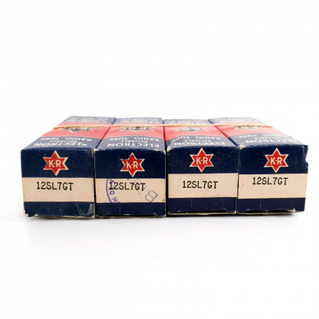 4 X 12SL7GT TUBE. KEN-RAD BRAND. ROTATED ROUND BLACK PLATES. 1950s. CA  ENA