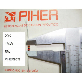 VINTAGE PIHER RESISTOR. 1/4W 20K 5% *4 PC* NEW ORIGINAL 1990´S