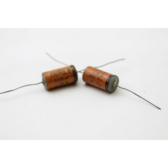 1 X PAPER CAPACITOR EROFOL II 0.22uF 400V 10% NOS 1PC. CA105U4F130624