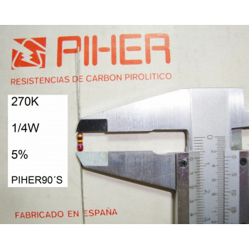 VINTAGE PIHER RESISTOR. 1/4W 270K 5% *4 PC* NEW ORIGINAL 1990´S