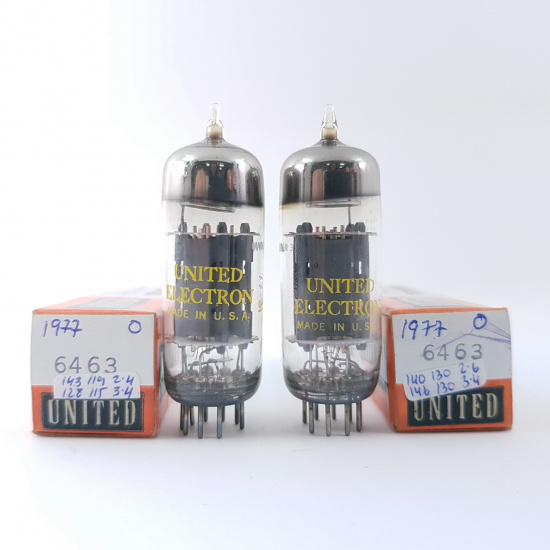 2 X 6463 UNITED ELECTRON TUBE. 1977 PROD. MATCHED PAIR. 28A. CB398