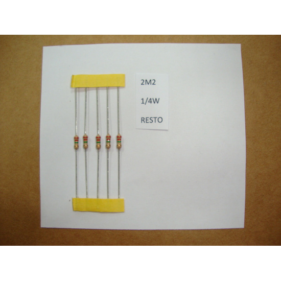 RESISTOR. 1/4W 2M2 2.2M 5% *8 PC* NEW