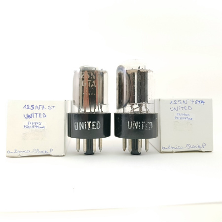 2 X 12SN7GTA UNITED TUBE. 1960s PRODUCTION. BLACK PLATES PAIR. NOS. RCB44