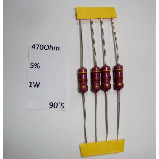 RESISTOR CARBON FILM. 1W 470R 470Ohm 5% *4 PC* NEW+. RC1591