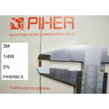 VINTAGE PIHER RESISTOR. 1/4W 3M 5% *4 PC* NEW ORIGINAL 1990´S