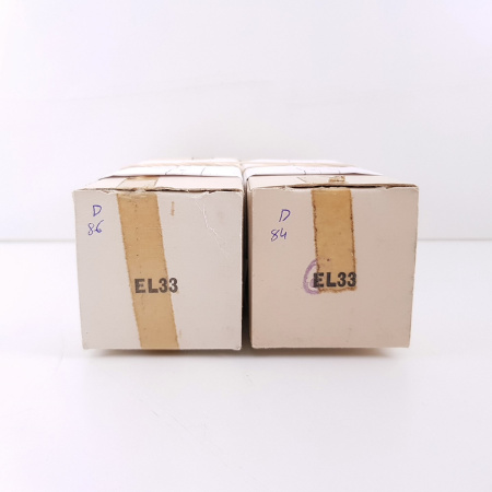 2 X EL33 TUBE. MULLARD. SMOKED GLASS. DUAL D-G. 1950s. MATCHED PAIR. CG  ENA