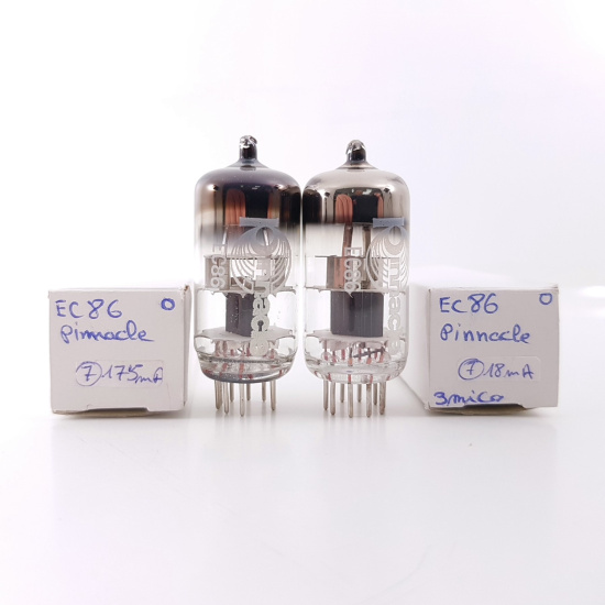 2 X EC86 PINNACLE TUBE. 3 MICA. MATCHED PAIR. 16. CH158