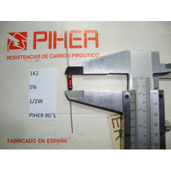 VINTAGE PIHER RESISTOR. 1/2W 1.2K 1K2 5% *2 PC* NEW ORIGINAL 1990´S+