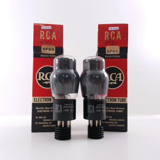 2 X 6F6G RCA TUBE. 1950s PROD. BLACK PLATES. MATCHED PAIR. RCB409V2