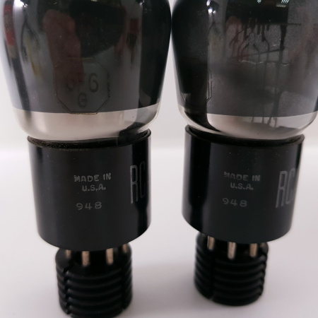 2 X 6F6G RCA TUBE. 1950s PROD. BLACK PLATES. MATCHED PAIR. RCB409V2