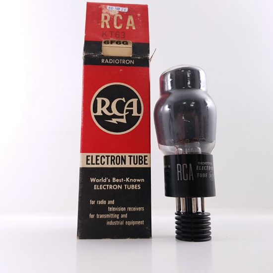 1 X 6F6G RCA TUBE. 1950s PROD. BLACK PLATES. NOS/NIB. RCB409V3