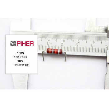 VINTAGE PIHER RESISTOR. 1/2W 18K PCB 10% *2 PC* NEW ORIGINAL 1970´S+
