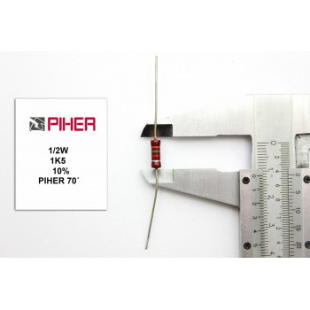 VINTAGE PIHER RESISTOR. 1/2W 1K5 10% *2 PC* NEW ORIGINAL 1970´S+ F260416