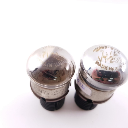 2 X 717A TUNGSOL TUBE. BLACK PLATES. USED PAIR. CB402.E