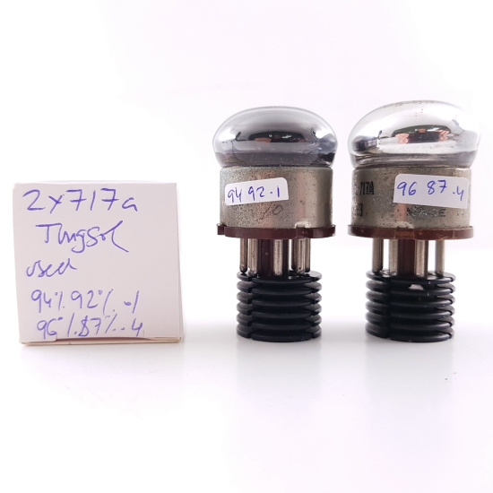 2 X 717A TUNGSOL TUBE. BLACK PLATES. USED PAIR. CB402.F