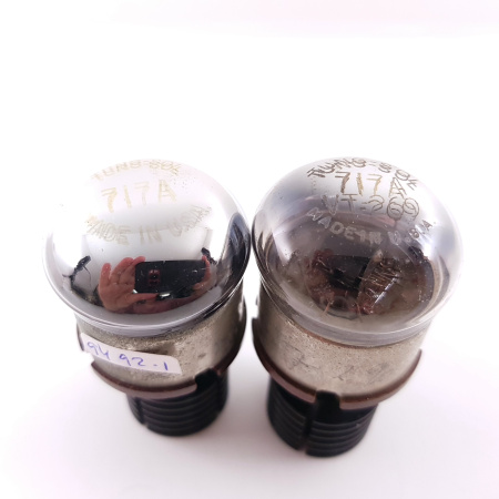 2 X 717A TUNGSOL TUBE. BLACK PLATES. USED PAIR. CB402.F