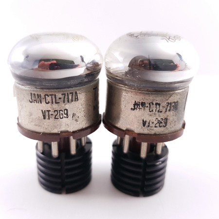 2 X 717A TUNGSOL TUBE. BLACK PLATES. USED PAIR. CB402.F