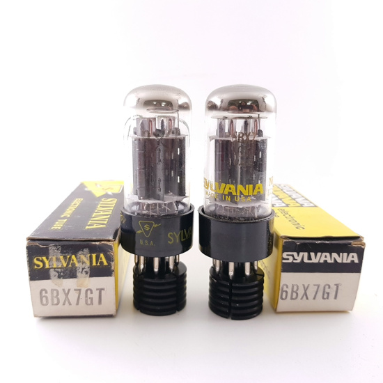 2 X 6BX7GT SYLVANIA TUBE. BLACK PLATES. PAIR. NOS/NIB. RCB383