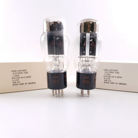 2 X JAN 5Z3 RCA TUBE. 1969 PROD. BLACK PLATES. TOP RECTANGULAR GETTER. 4. CH84