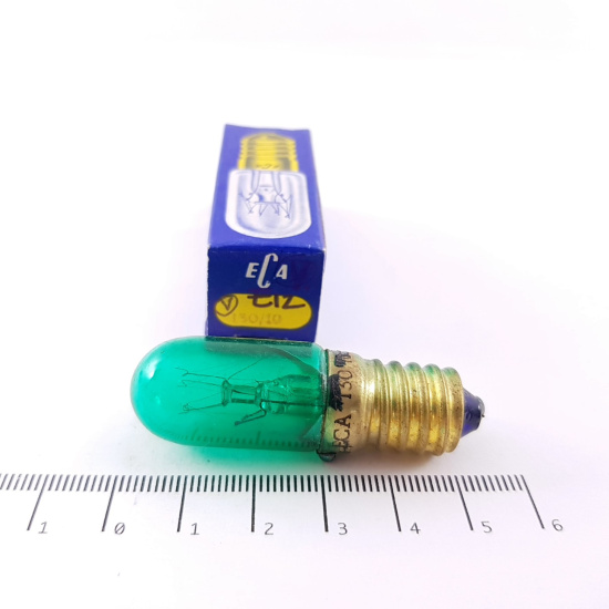 1 X BOMBILLAS DIAL RADIO ECA BOMBILLITAS BULB 130V 10W E12 VERDE (16.5mm X 53mm).  RCA30/1/2U11