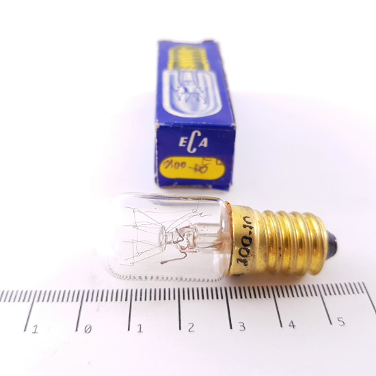 1 X DIAL RADIO BULB ECA BOMBILLITA 100V 10W E12 (18mm X 51mm). RCA30/1/9U1