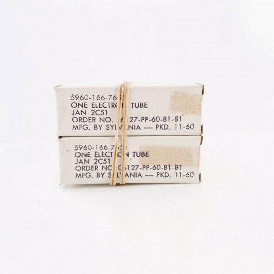 2 X JAN 2C51 SYLVANIA TUBE. 1960s PRODUCTION. MATCEHD PAIR. CP  ENA