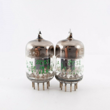 2 X JAN 2C51 SYLVANIA TUBE. 1960s PRODUCTION. MATCEHD PAIR. CP  ENA